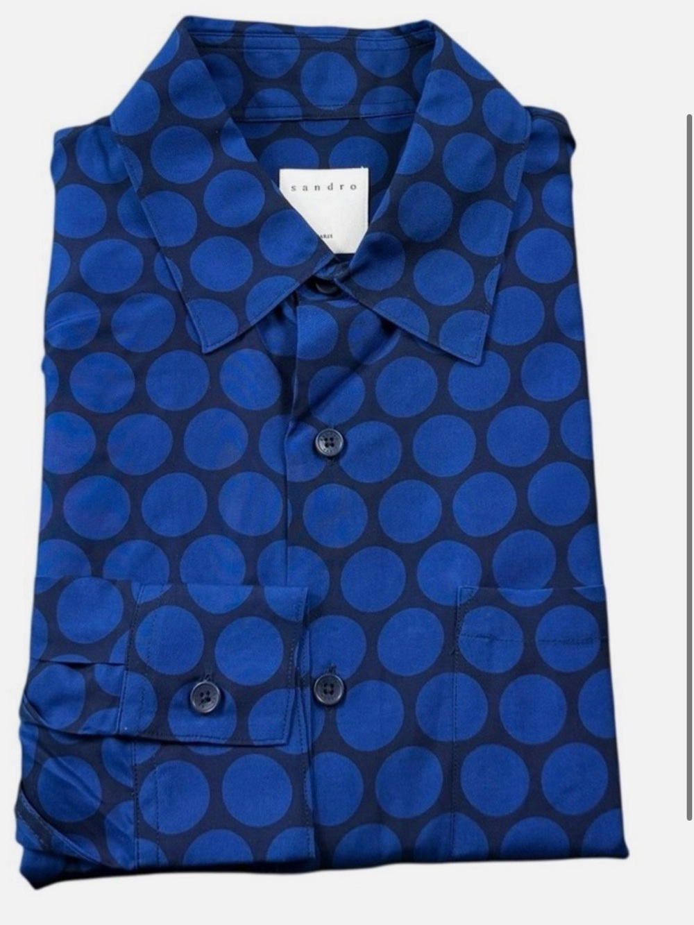 Sandro Paris Men’s Blue Polka Dot Button-Up Shirt
